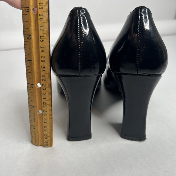 B Makowsky‎ Black Patent Leather High Heel Loafers Pumps 3.5\